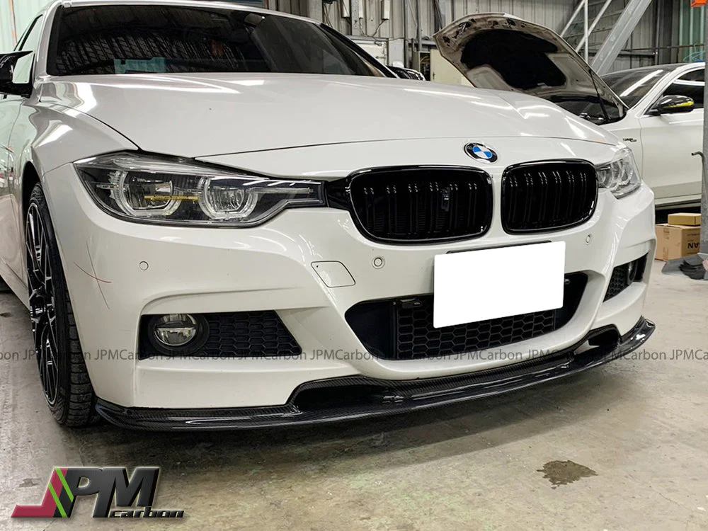 VR Style Carbon Fiber Front Bumper Add-on Lip Fits For 2012-2018 BMW F30 F31 with M-Sport Package Only - Image 2
