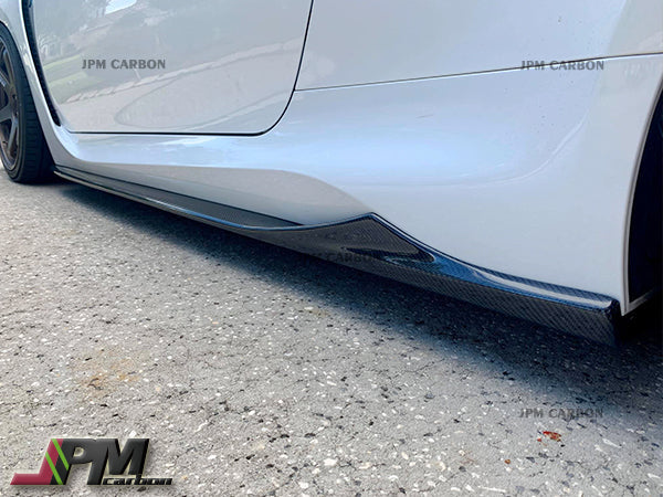 VR Style Carbon Fiber Side Skirt Add-on Lips Fits For 2015-2018 Lexus RC-F Only - Image 2
