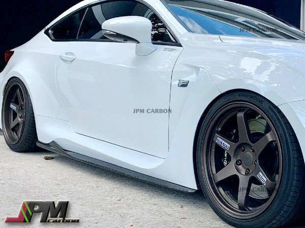 VR Style Carbon Fiber Side Skirt Add-on Lips Fits For 2015-2018 Lexus RC-F Only - Image 4