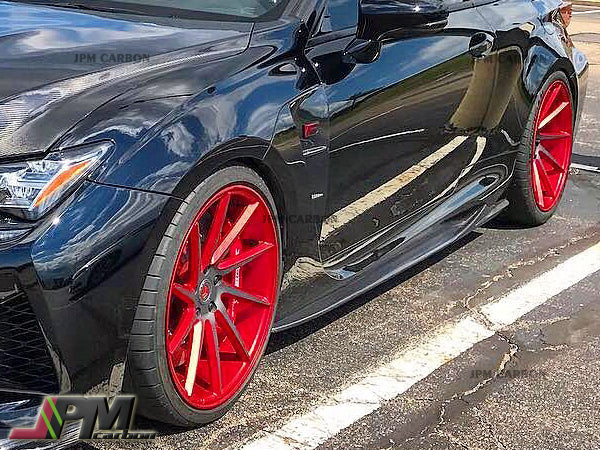 VR Style Carbon Fiber Side Skirt Add-on Lips Fits For 2015-2018 Lexus RC-F Only - Image 5