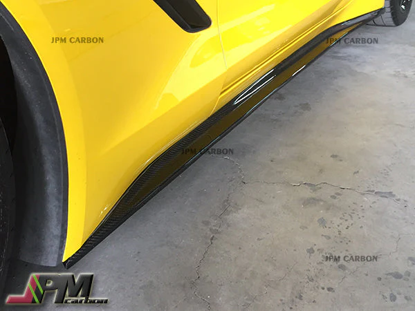 Z51 Style Carbon Fiber Side Skirt Add-on Lips Fits For 2014-2019 Chevrolet Corvette C7 All Models Only - Image 4