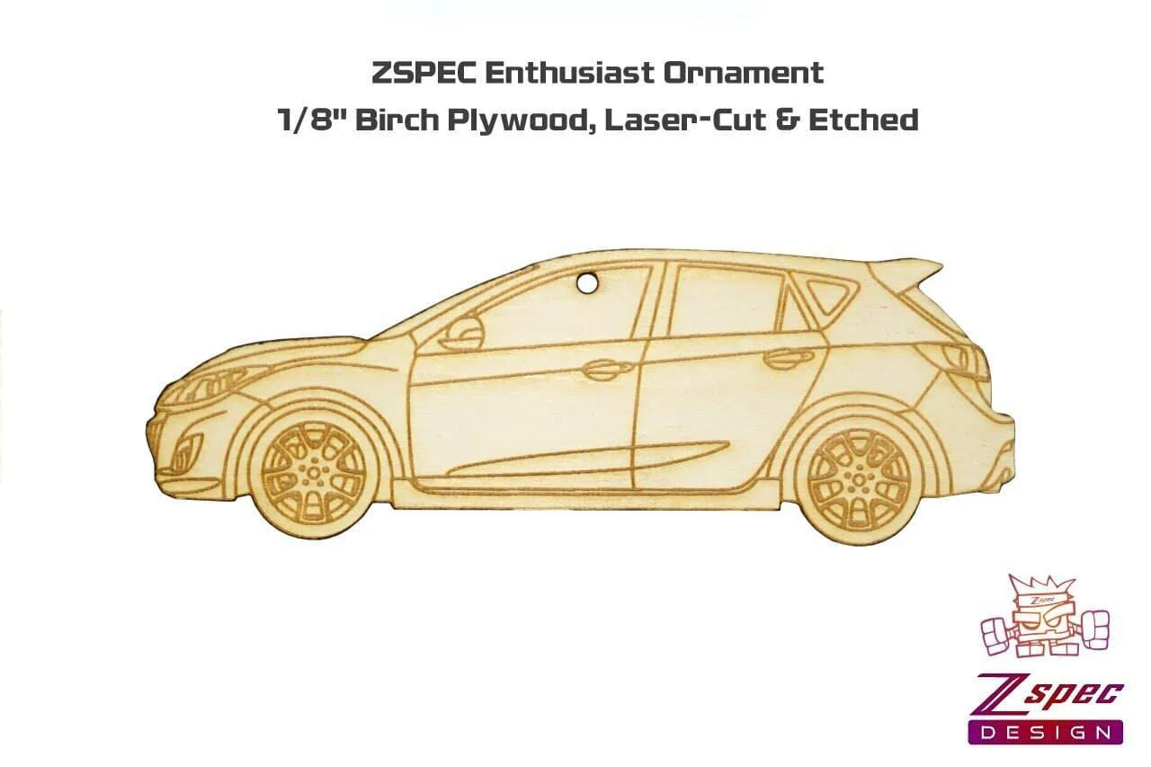 ZSPEC Laser-Engraved Wood Ornament, Style: Mazda Speed3, Birch - Image 2